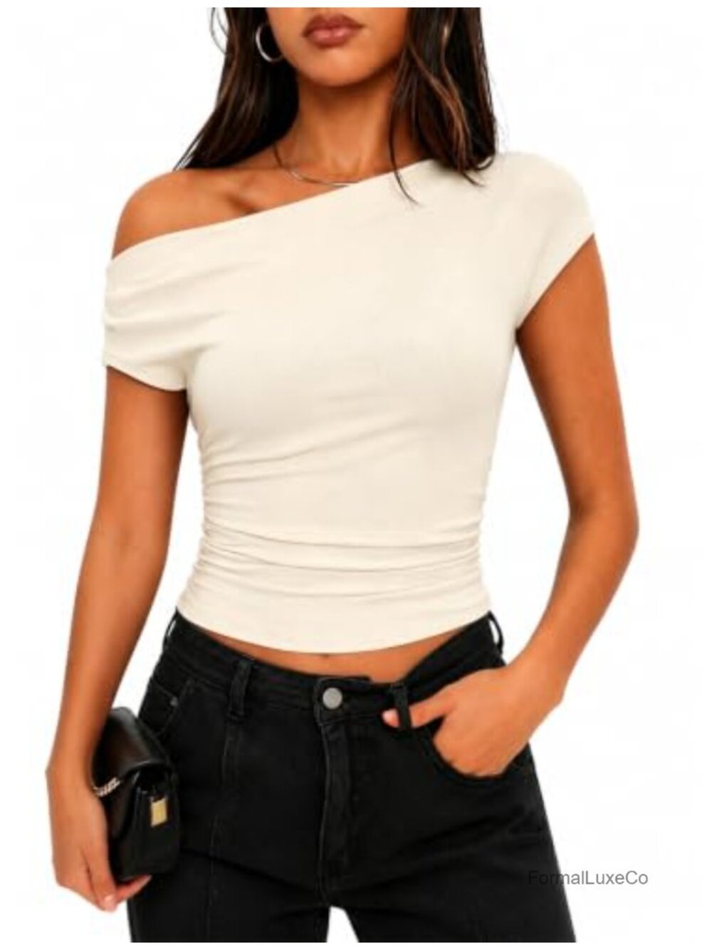 Off Shoulder Ruched Going Out Top Women's Ribbed Knit Blouse